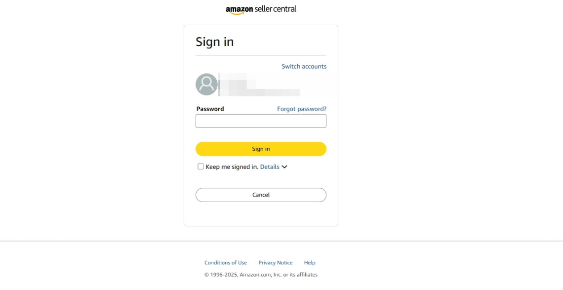 Amazon OAuth authorization page with permissions list